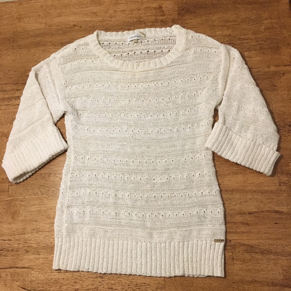 Calvin Klein White wide -sleeve Summer Sweater